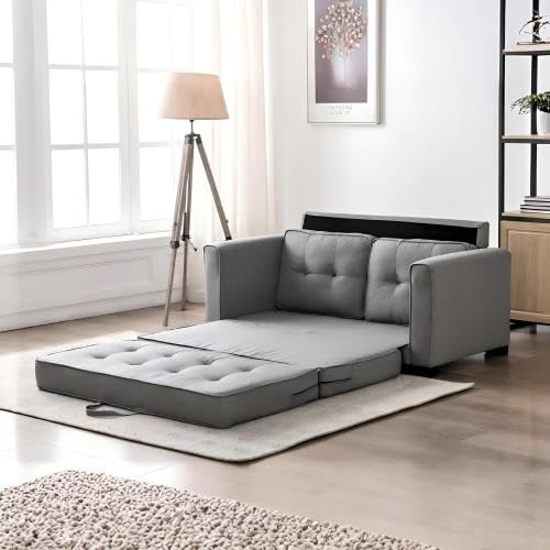 Convertible Sofa Bed Tufted Sleeper Loveseat with Wood Frame C880