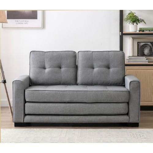 Convertible Sofa Bed Tufted Sleeper Loveseat with Wood Frame C880