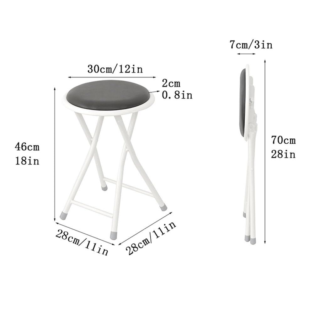 Black Folding Round Padded Bar Stool Q433097