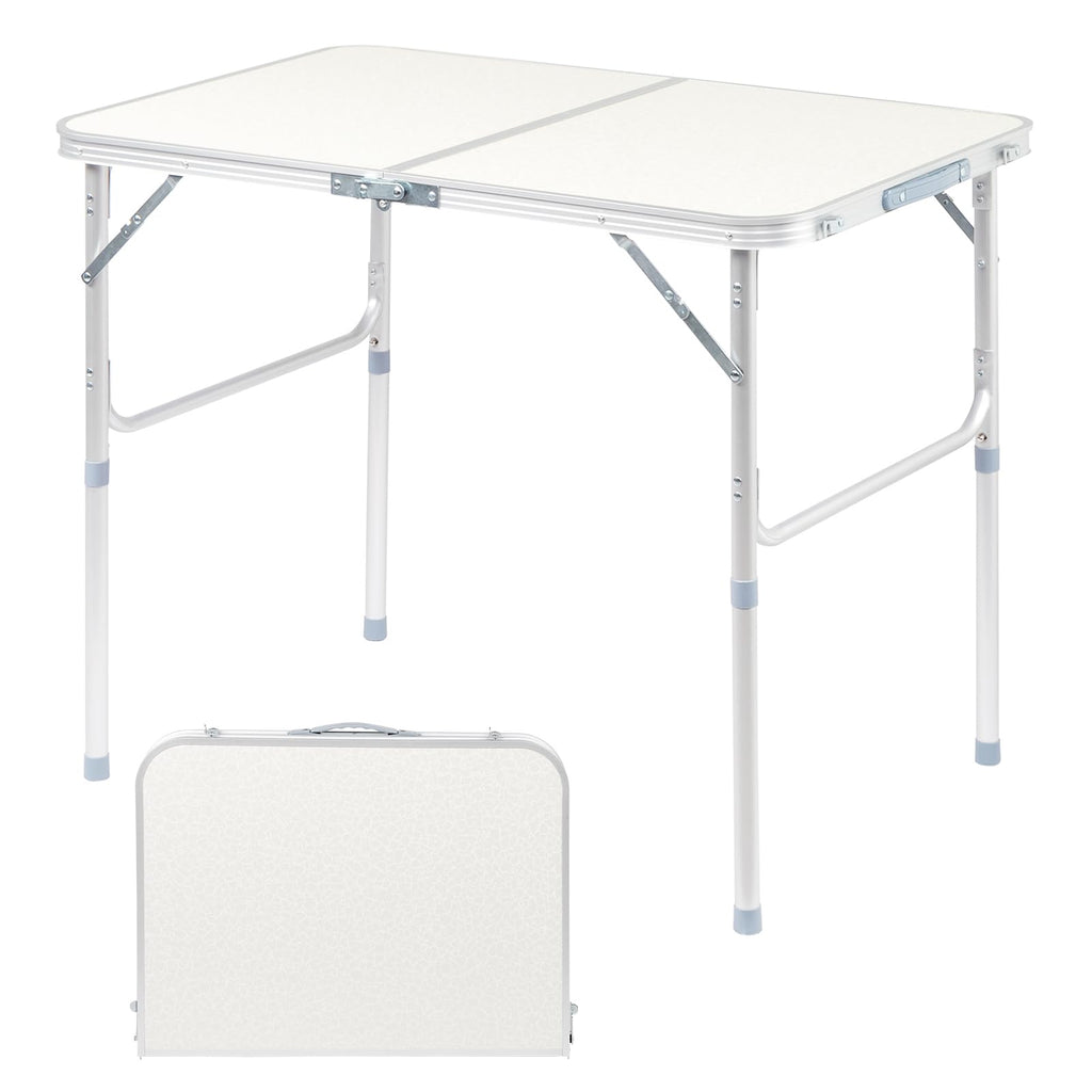Aluminum Folding Table, Portable and Adjustable Rectangle Table, White (3FT) V870543