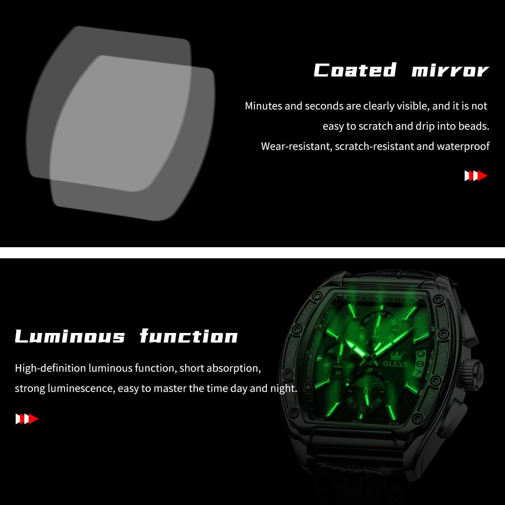 Men Big Square Face Chronograph Stainless Steel Dress Watch R8327
