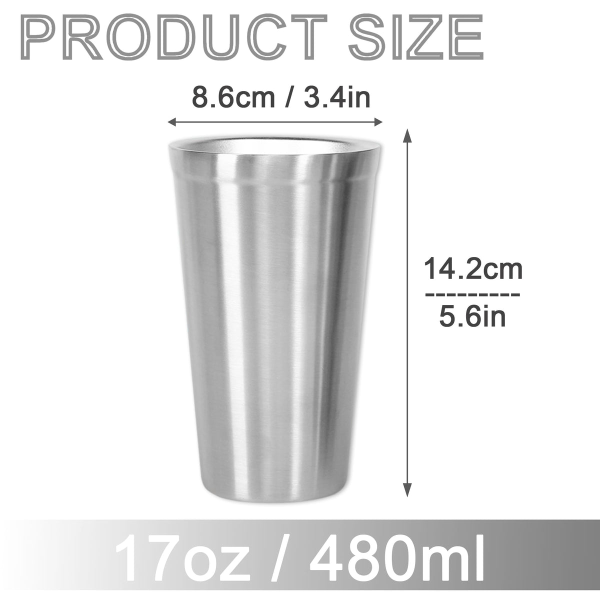 Stainless Steel Double Walled Insulated Cups Set of 2 Stackable 16oz M499742