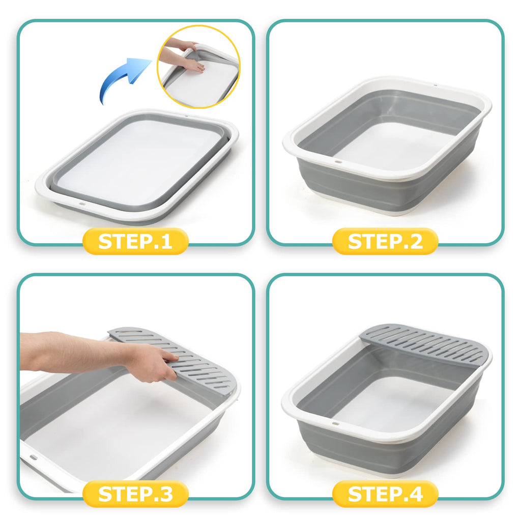 Foldable Height-Adjustable Cat Litter Box with Scoop U116
