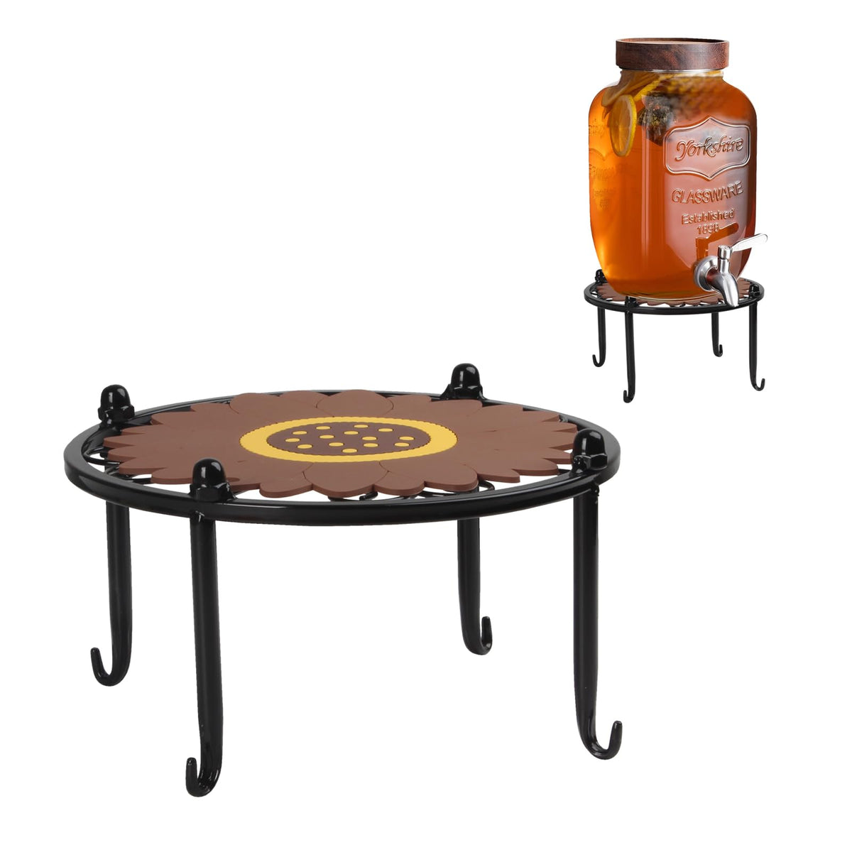 Black Metal Beverage Dispenser Stand, Max Diameter 8" Z967849