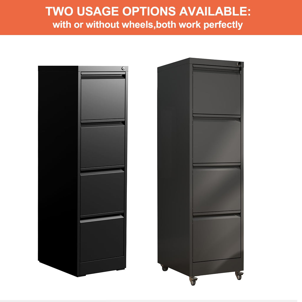 4 Drawer Black Metal File Cabinet with Lock F683
