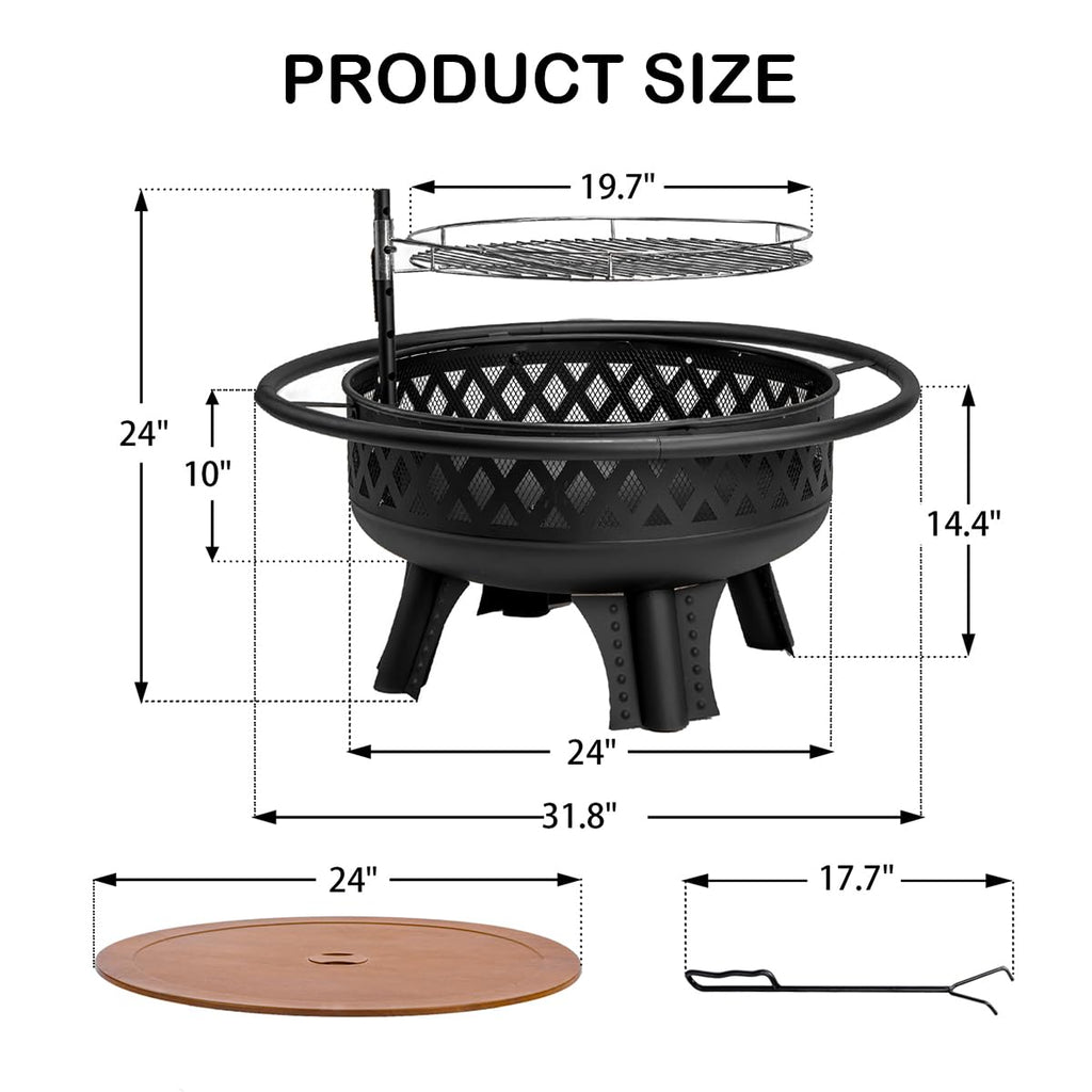 32 Inch Outdoor Fire Pit with Grill G2681