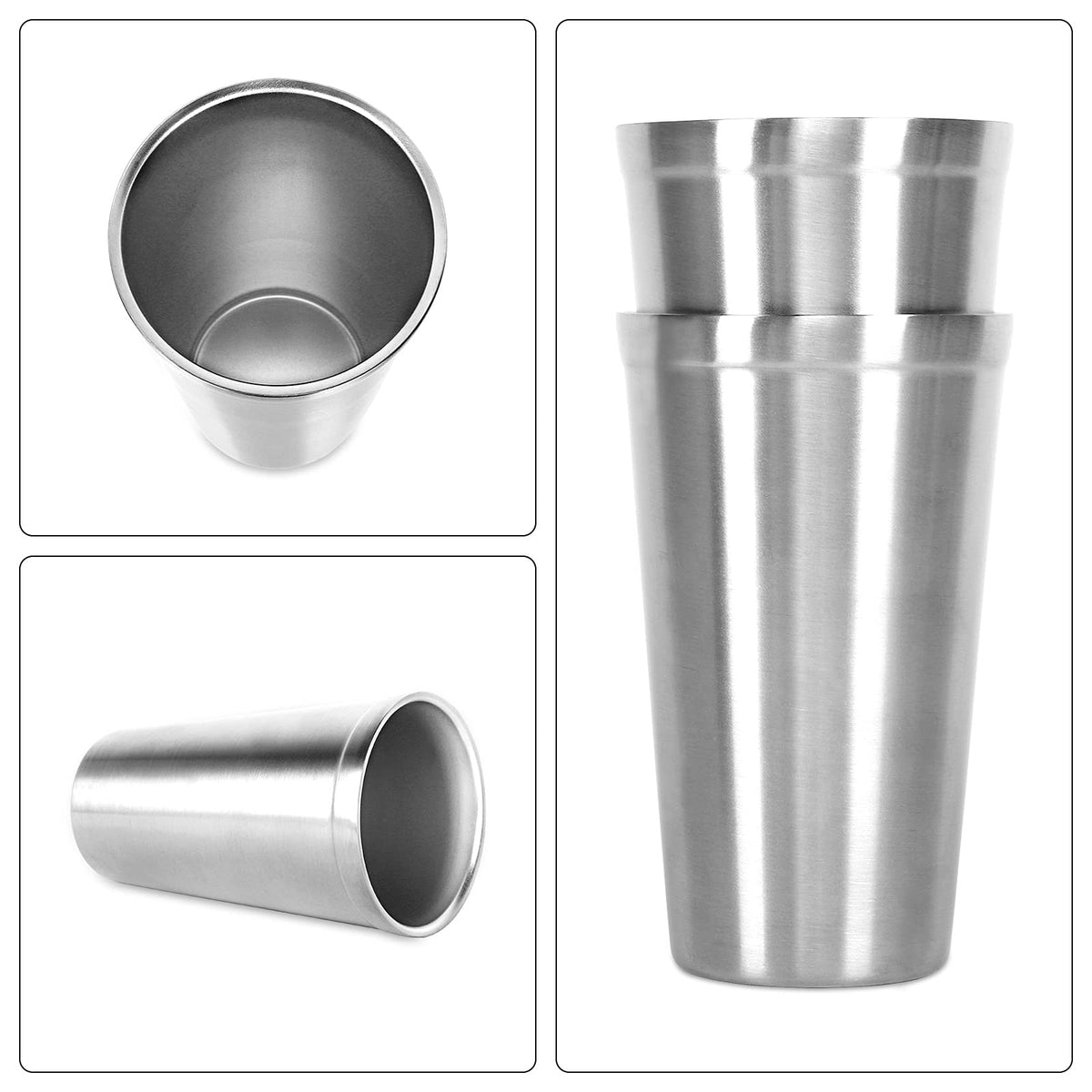 Stainless Steel Double Walled Insulated Cups Set of 2 Stackable 16oz M499742