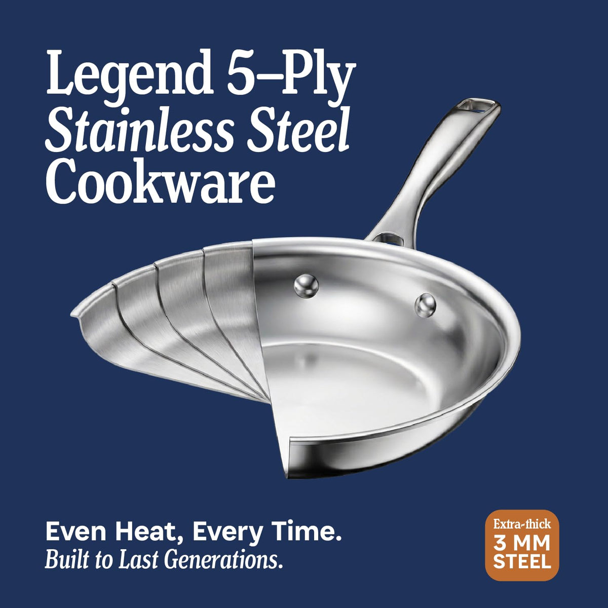 3-Piece Stainless Frying Pan Set I7090