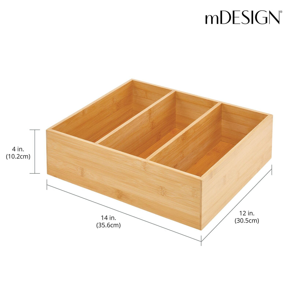Bamboo 3 Section Stackable Pantry Organizer Bin, 2 Pack P969875