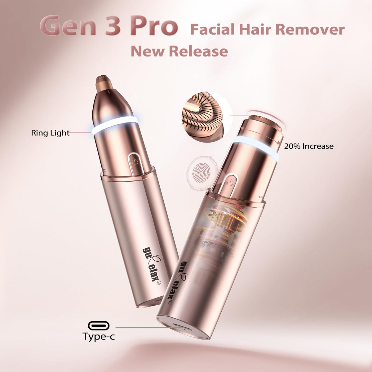 2-in-1 Electric Facial Hair Removal & Eyebrow Shaver with Mirror Light I796