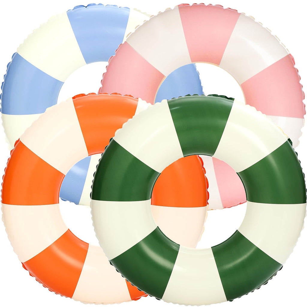 4Pcs Inflatable Pool Float 31 Inch Striped Swim Rings J278576
