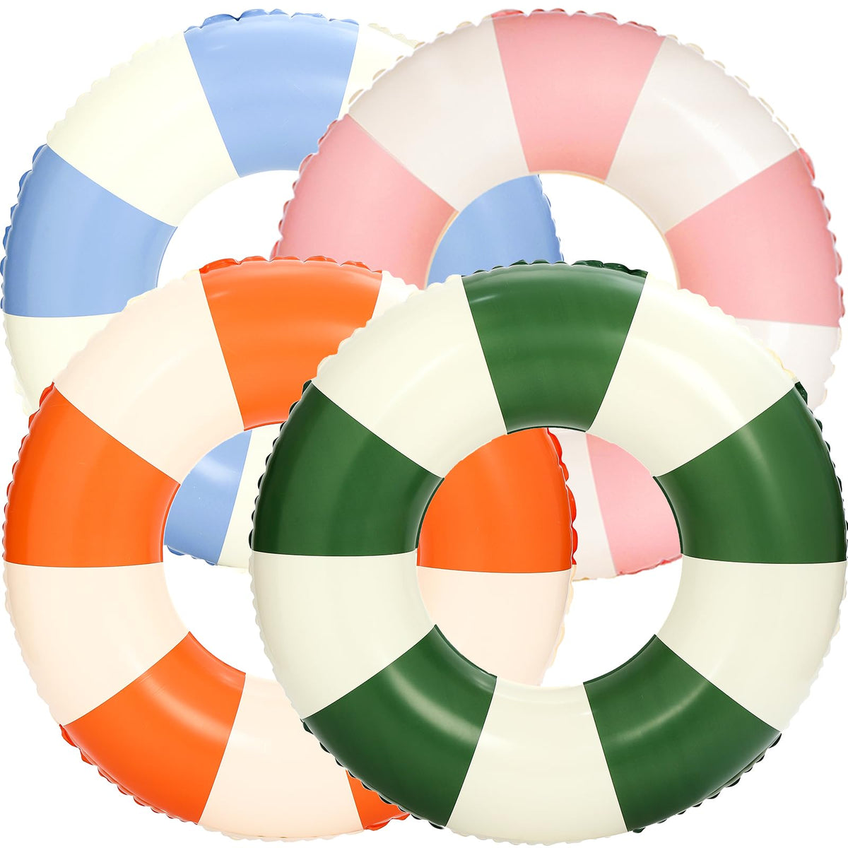 4Pcs Inflatable Pool Float 31 Inch Striped Swim Rings J278576