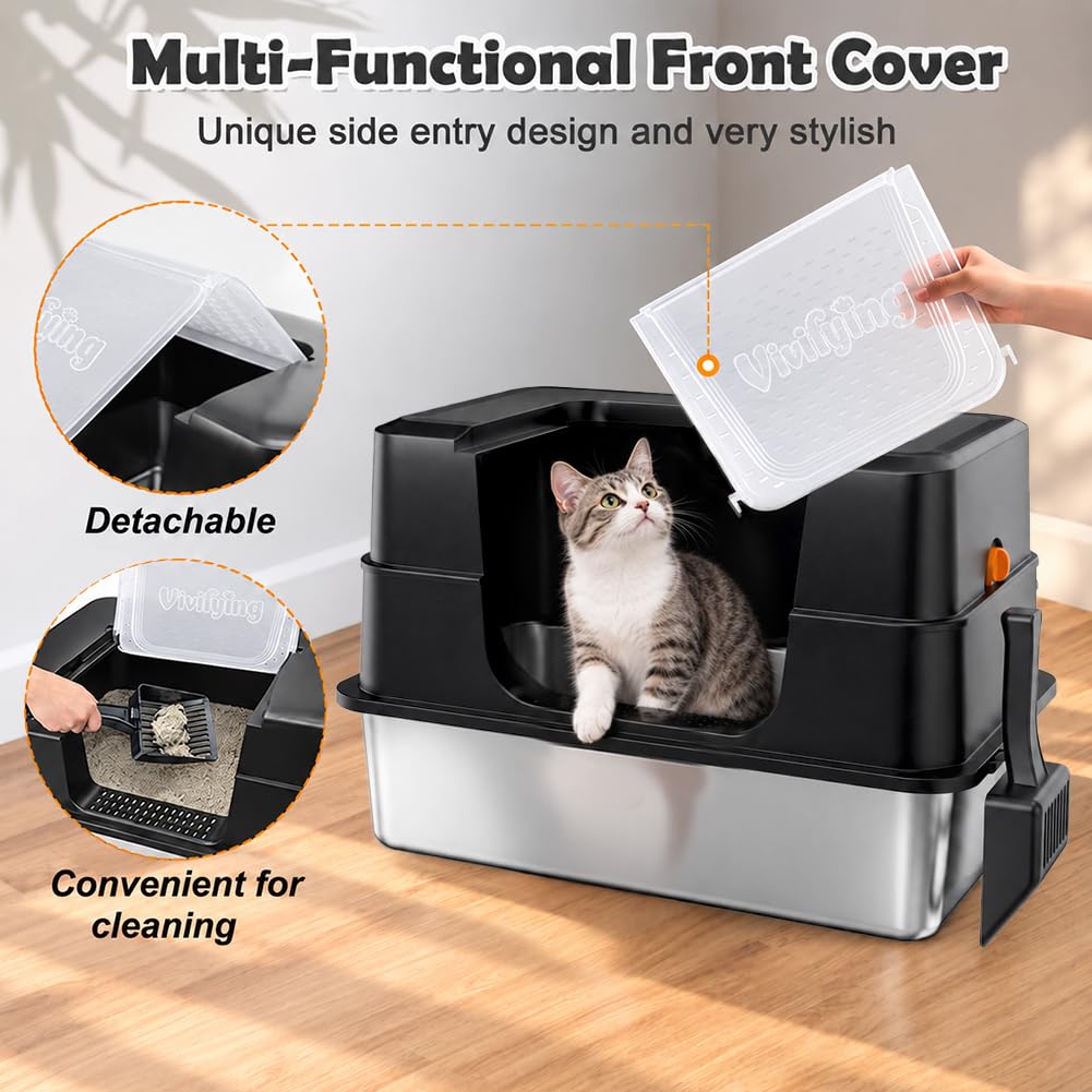 XL Stainless Steel Cat Litter Box with Lid S62609