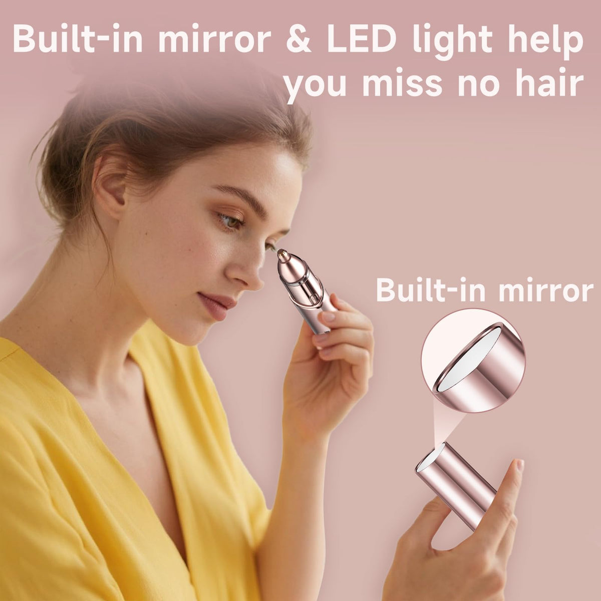 2-in-1 Electric Facial Hair Removal & Eyebrow Shaver with Mirror Light I796