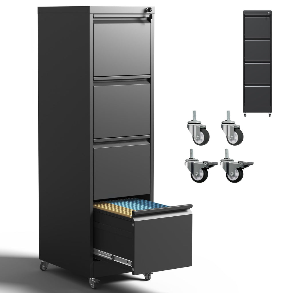 4 Drawer Black Metal File Cabinet with Lock F683