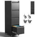 4 Drawer Black Metal File Cabinet with Lock F683