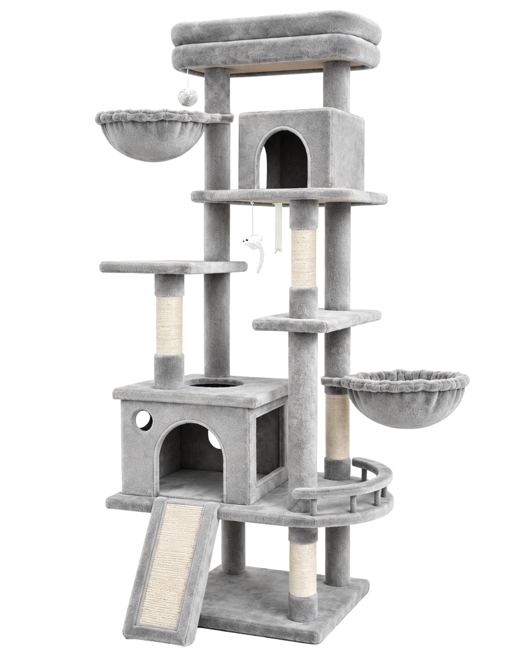 70 Inch Cat Tree with Scratching Post and Hammock A9844