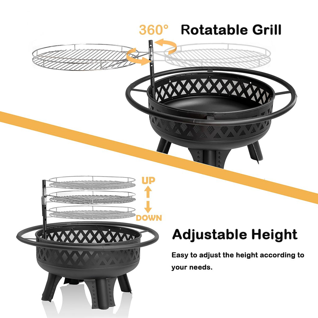 32 Inch Outdoor Fire Pit with Grill G2681