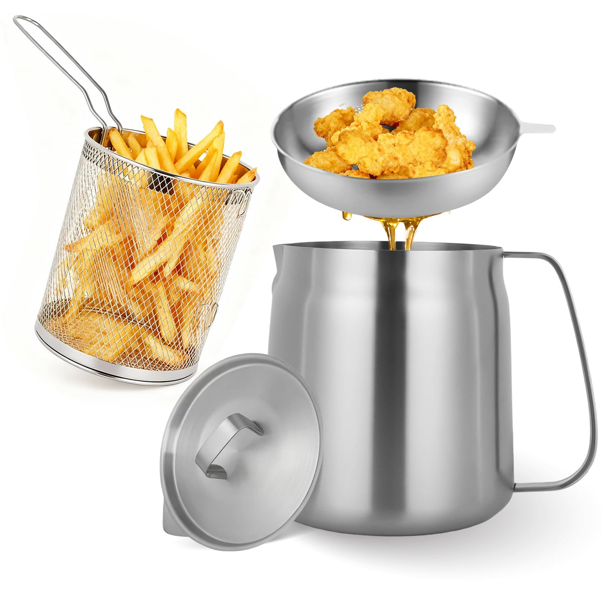 304 Stainless Steel Deep Fryer with Basket D50289