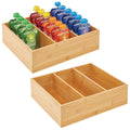 Bamboo 3 Section Stackable Pantry Organizer Bin, 2 Pack P969875