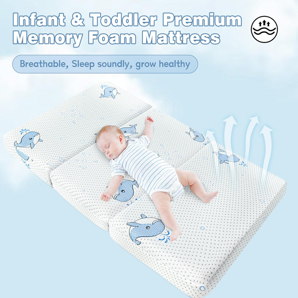 Pack and Play Mattress, 38"x26" Trifold Memory Foam Y827