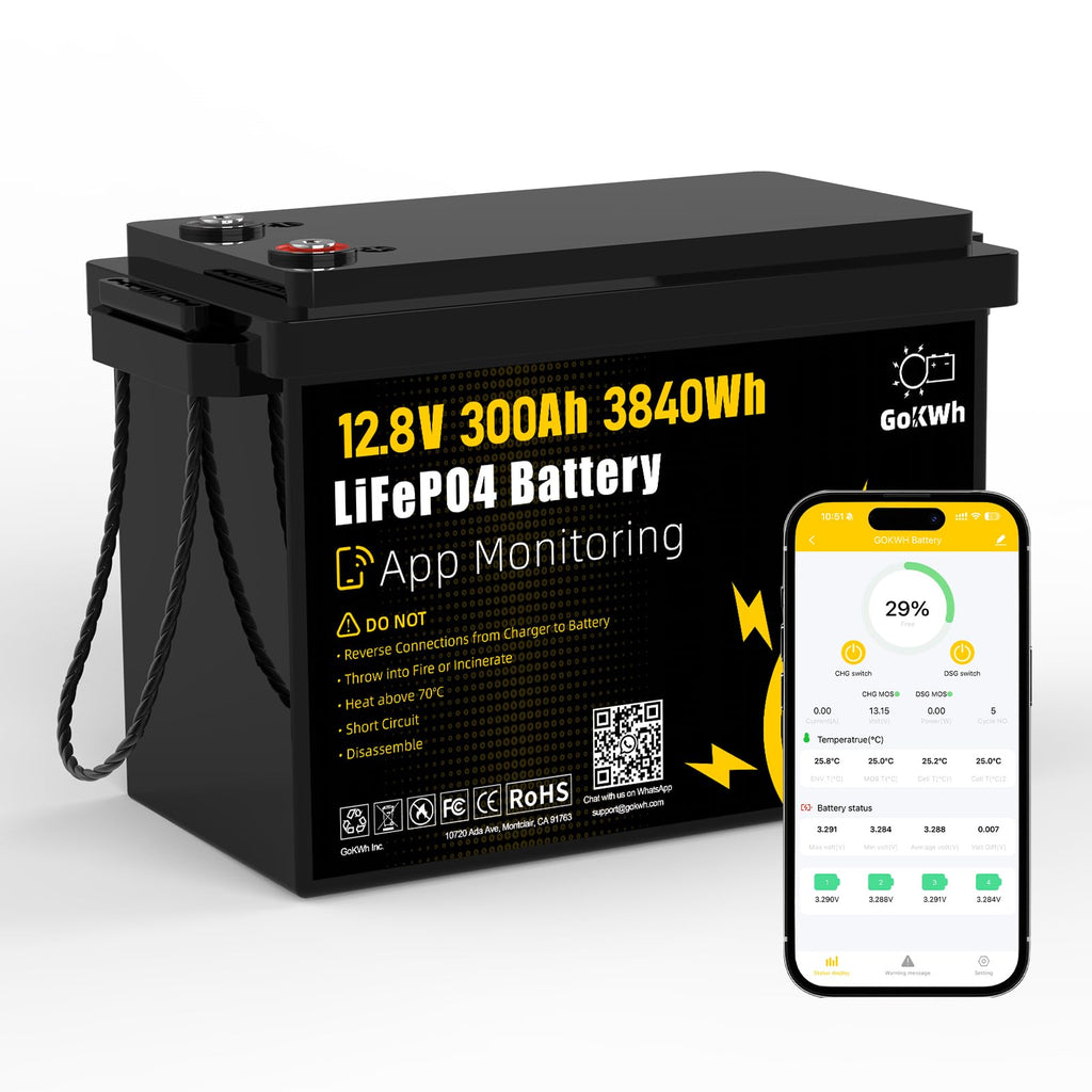12V 300Ah LiFePO4 Battery with 200A BMS F2430