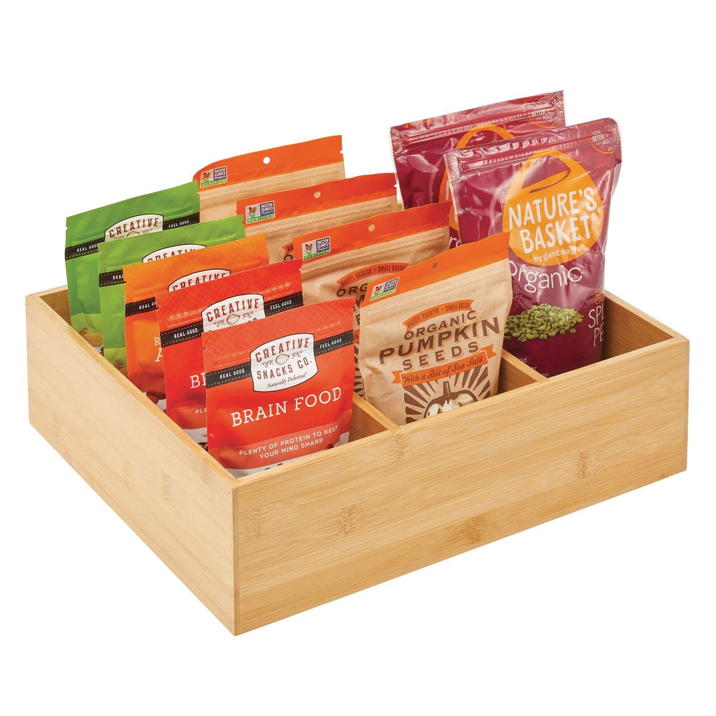 Bamboo 3 Section Stackable Pantry Organizer Bin, 2 Pack P969875