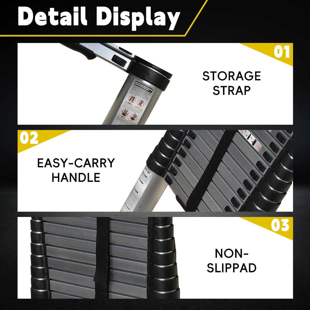 14.5FT Aluminum Telescoping Ladder 330LB Capacity H9825