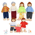 Wooden Dollhouse Dolls Family Set of 7 Miniature Figures and 2 Pets Z725006