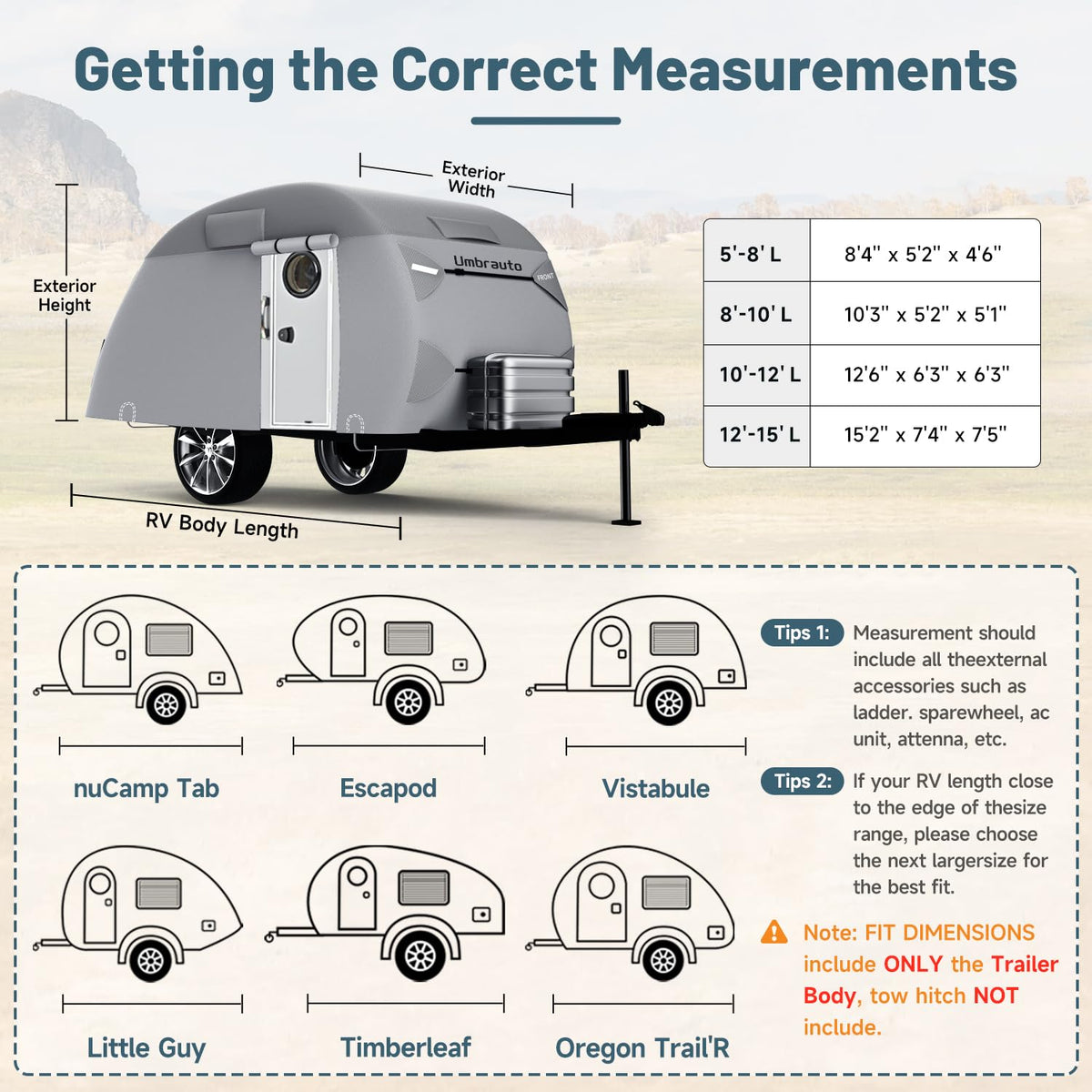 8'-10' 7 Layers Waterproof Travel Trailer Cover O349359