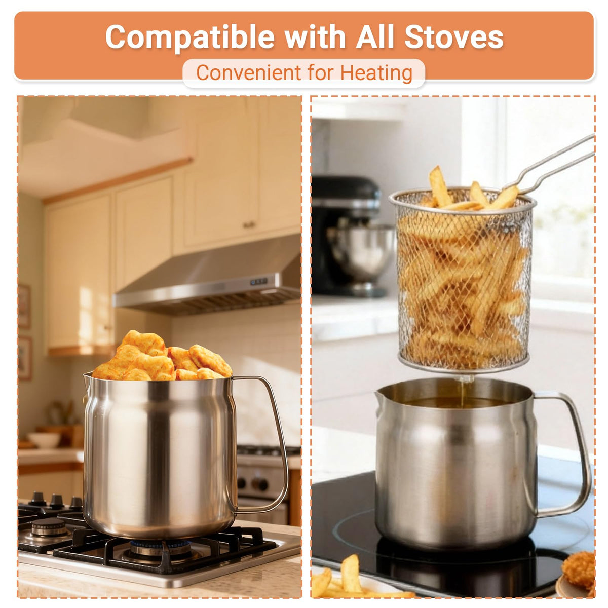 304 Stainless Steel Deep Fryer with Basket D50289