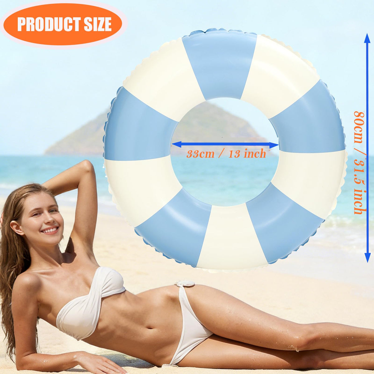 4Pcs Inflatable Pool Float 31 Inch Striped Swim Rings J278576
