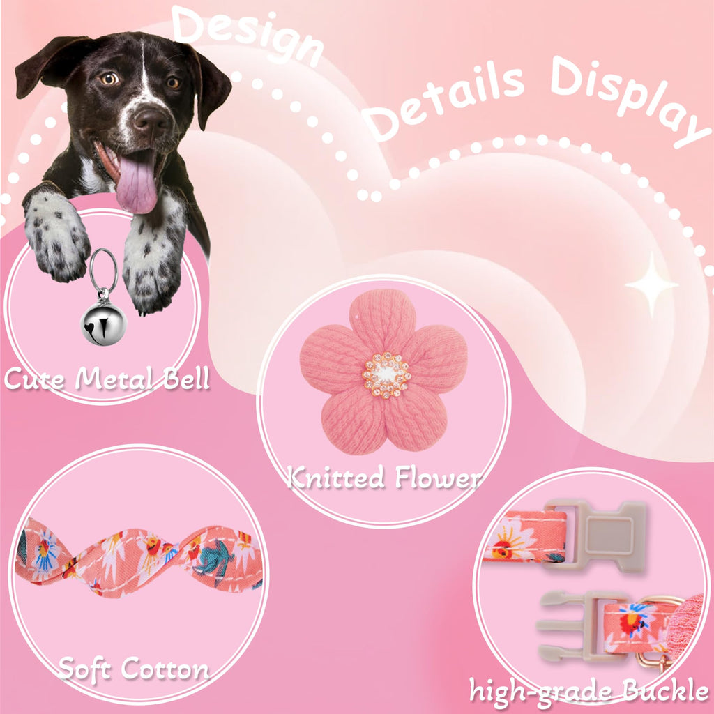 Small Dog Collar with Flower and Bell R405