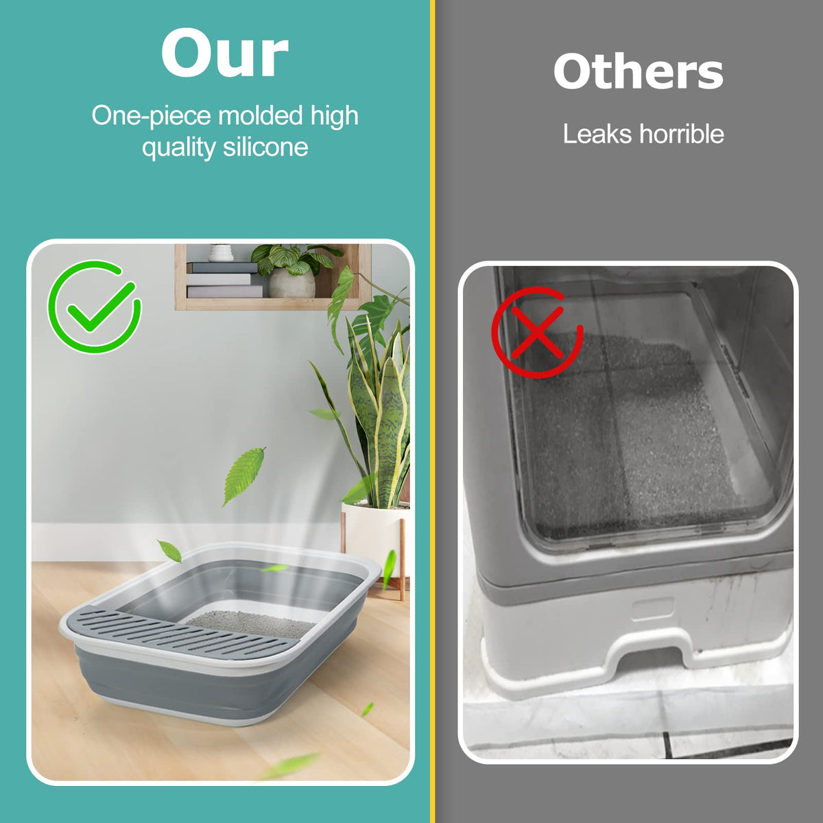 Foldable Height-Adjustable Cat Litter Box with Scoop U116