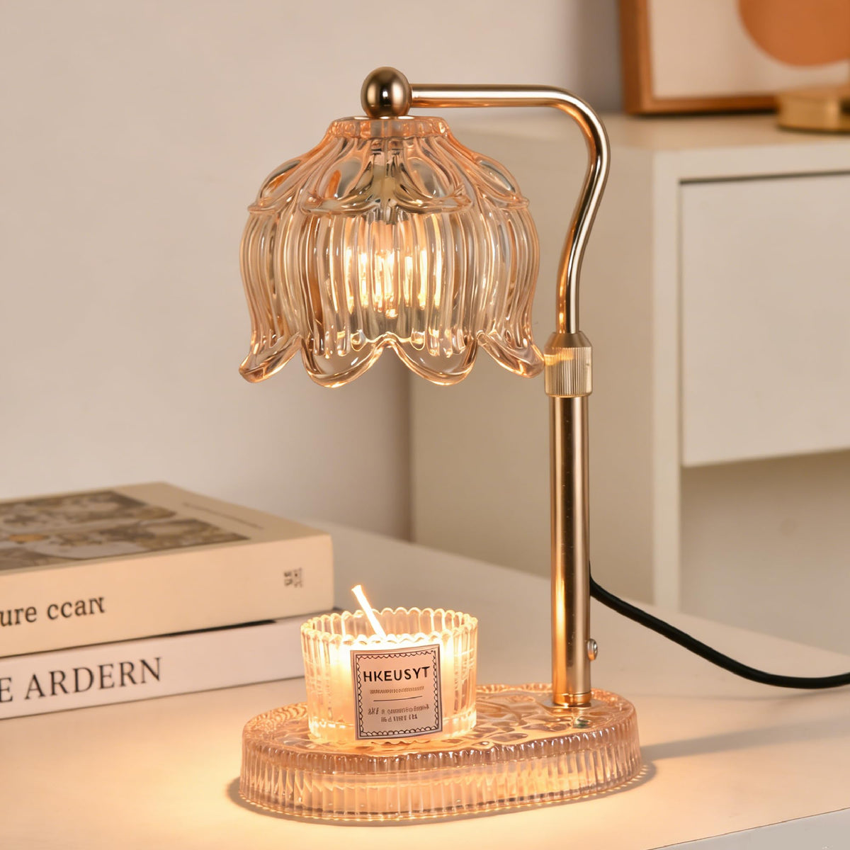 Amber Dimmable Height Adjustable Candle Warmer Lamp D34491