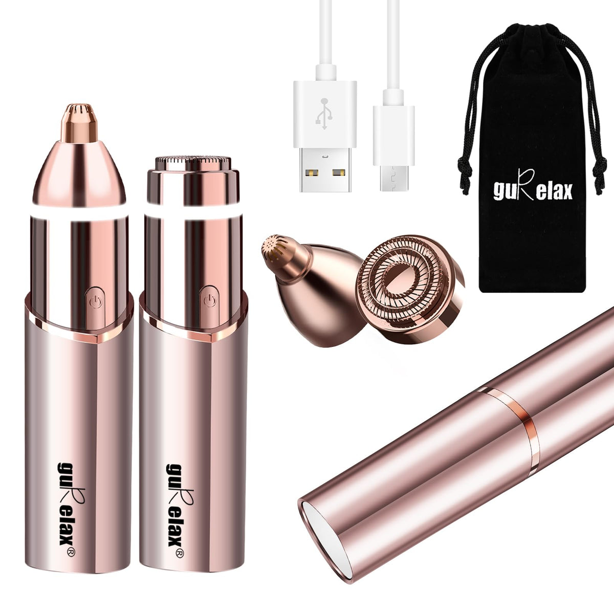 2-in-1 Electric Facial Hair Removal & Eyebrow Shaver with Mirror Light I796