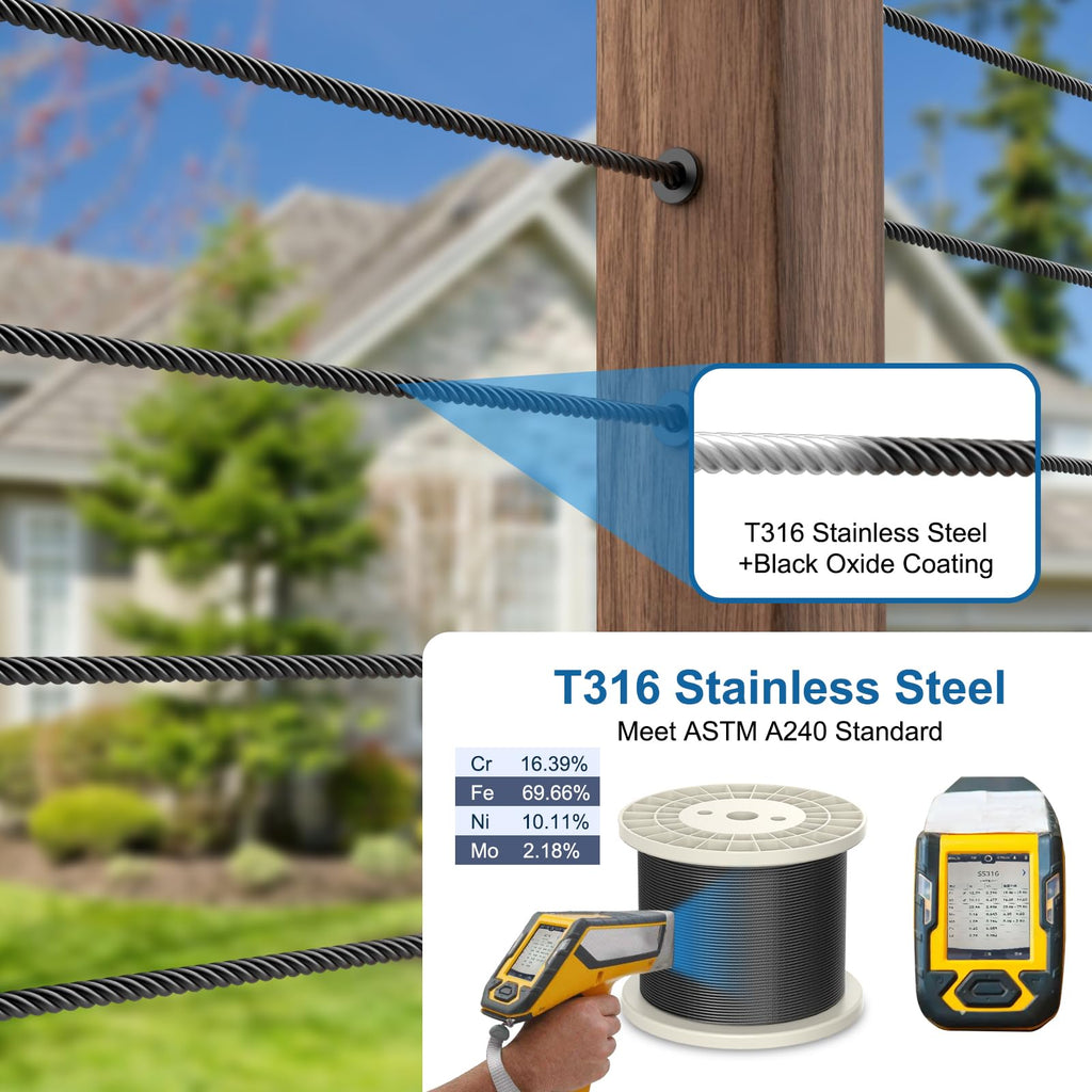 1000FT 1/8" Black Stainless Steel Cable X16254