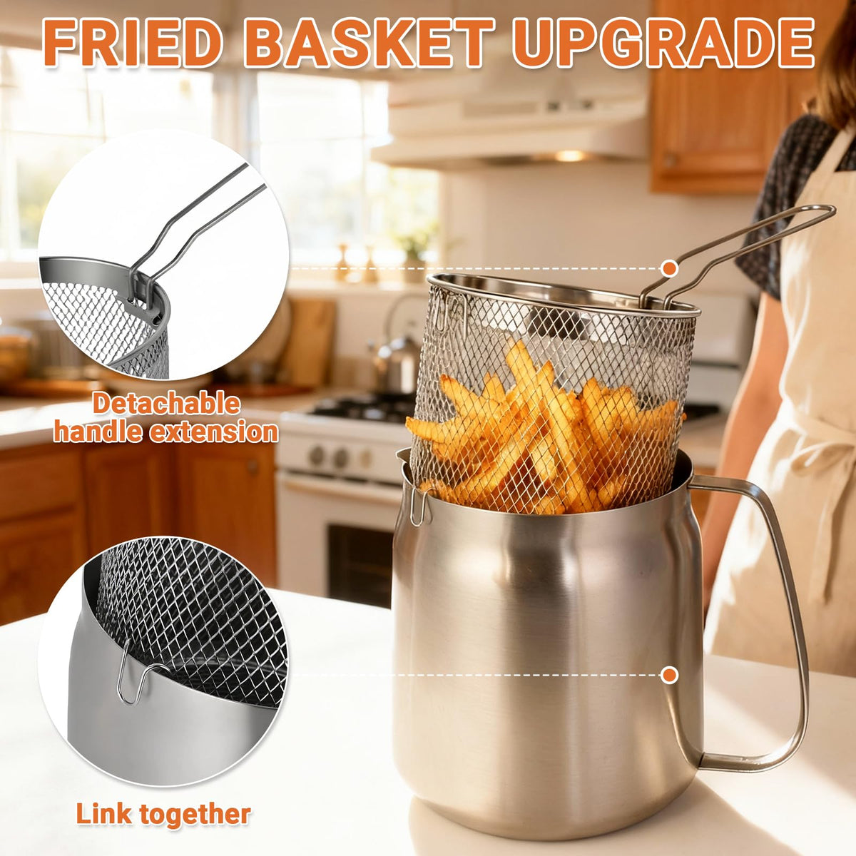 304 Stainless Steel Deep Fryer with Basket D50289