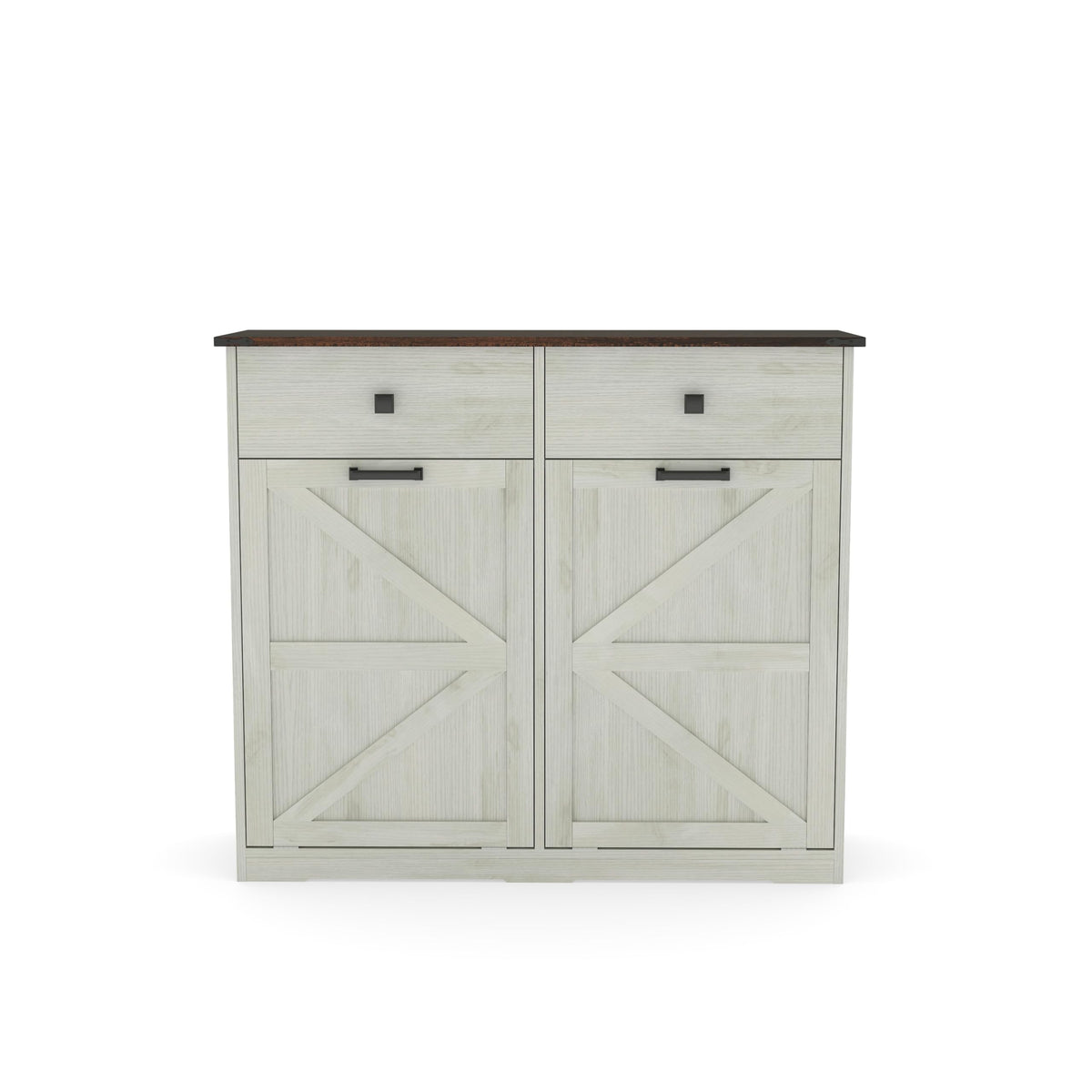 Double Tilt Out Trash Cabinet with Storage Drawers, Antique White K580