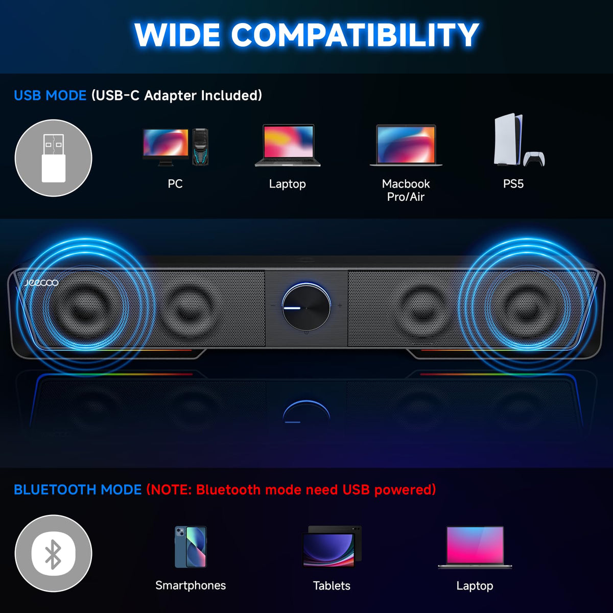 Bluetooth Computer Speakers with LED Light M51020