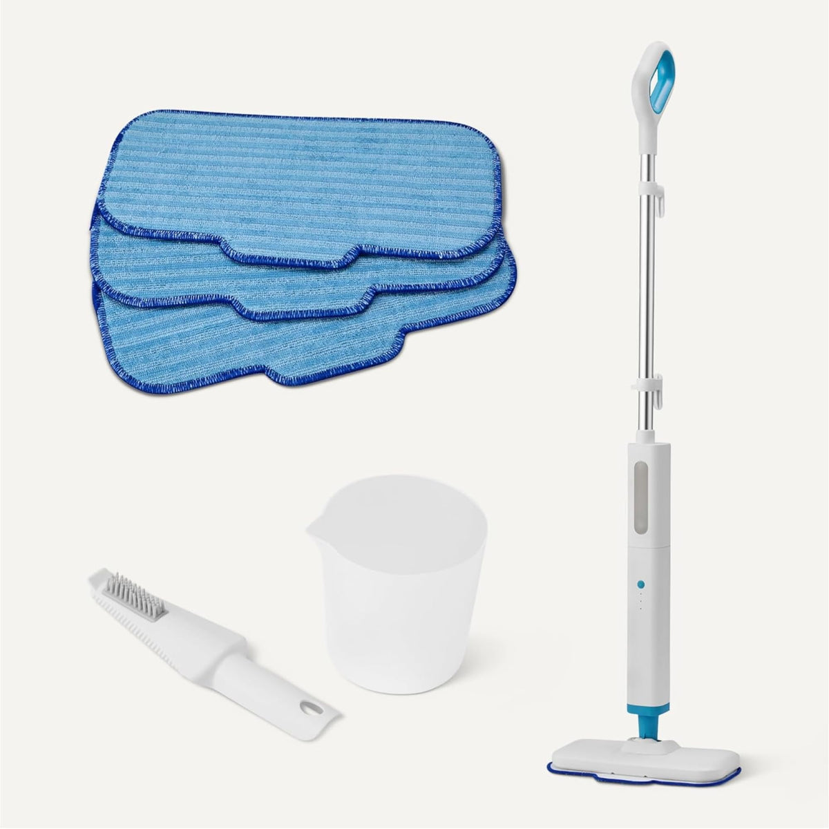 Steam Mop for Sealed Hard Floors, 3 Washable Pads, 20-Foot Cord, White D60568