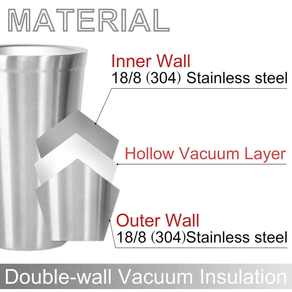 Stainless Steel Double Walled Insulated Cups Set of 2 Stackable 16oz M499742