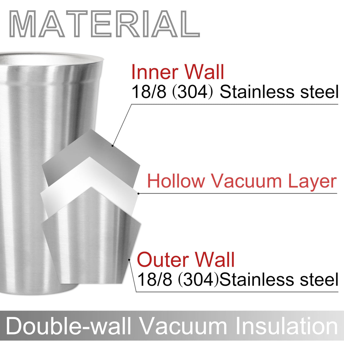 Stainless Steel Double Walled Insulated Cups Set of 2 Stackable 16oz M499742