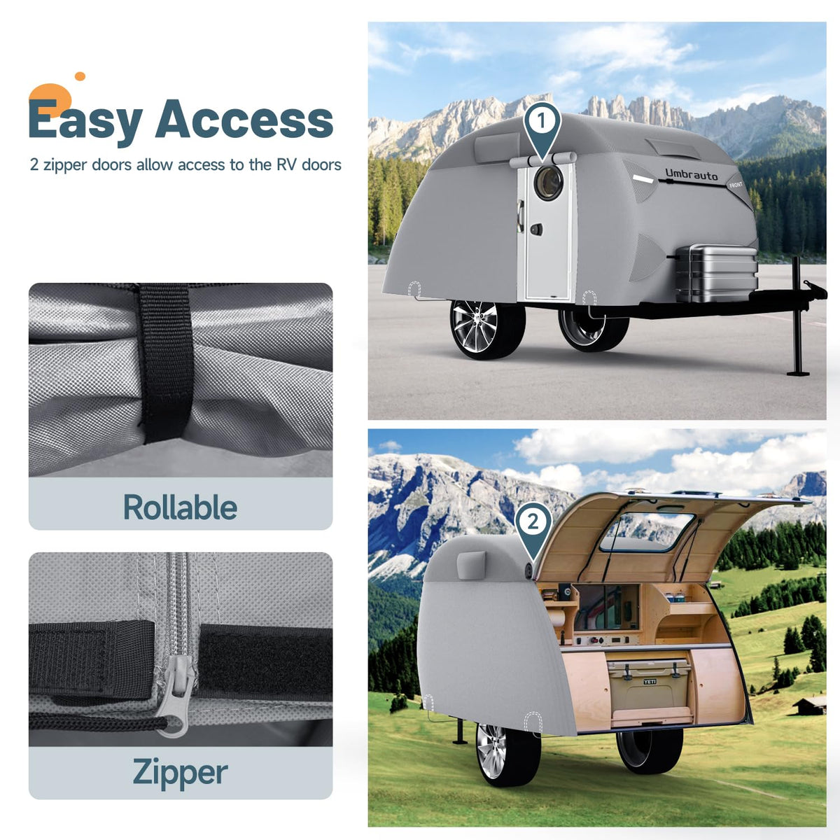 8'-10' 7 Layers Waterproof Travel Trailer Cover O349359