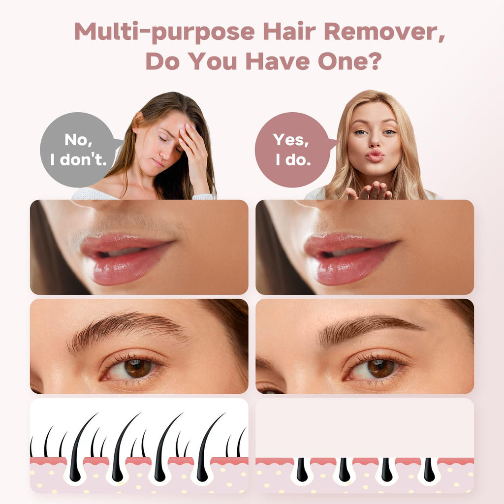 2-in-1 Electric Facial Hair Removal & Eyebrow Shaver with Mirror Light I796