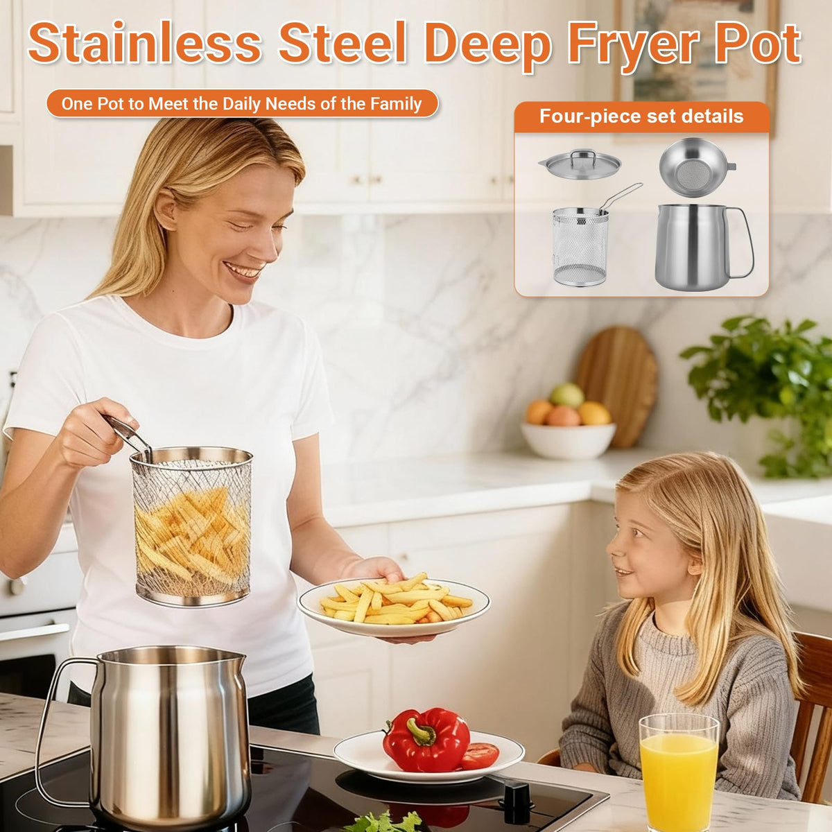 304 Stainless Steel Deep Fryer with Basket D50289