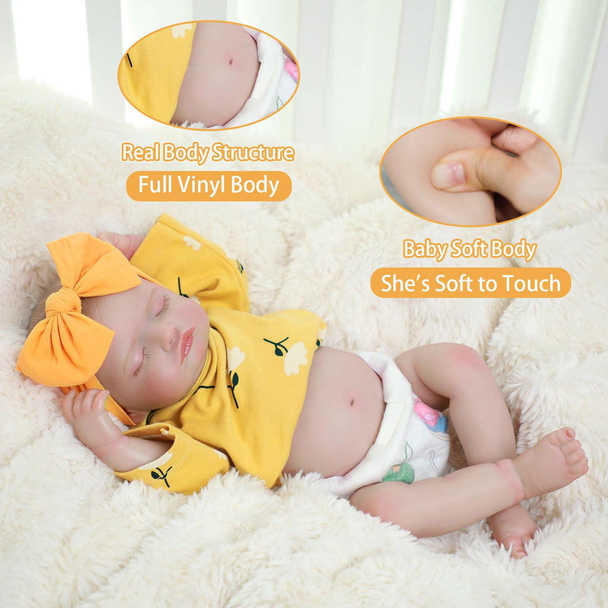 20 Inch Realistic Sleeping Newborn Baby Doll Full Vinyl Body H65532
