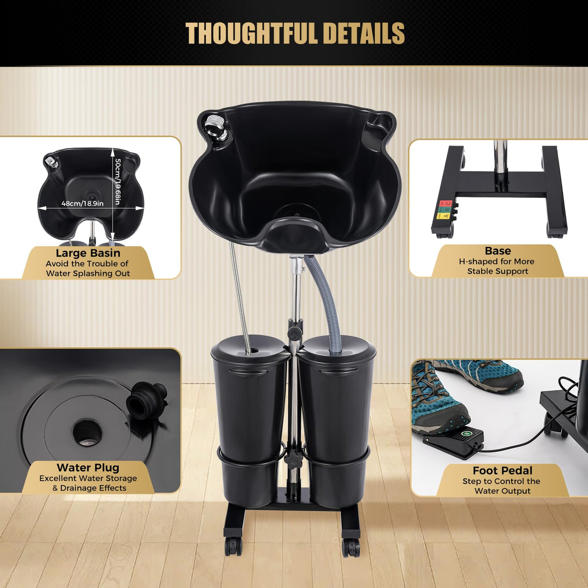 Portable Shampoo Bowl with 2 Water Buckets F382646