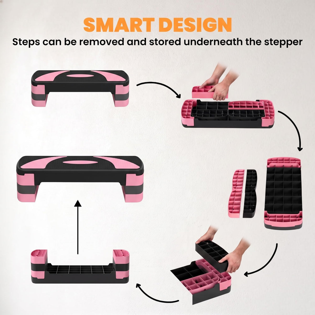 Adjustable Aerobic Stepper 4"-6"-8" Pink H230975