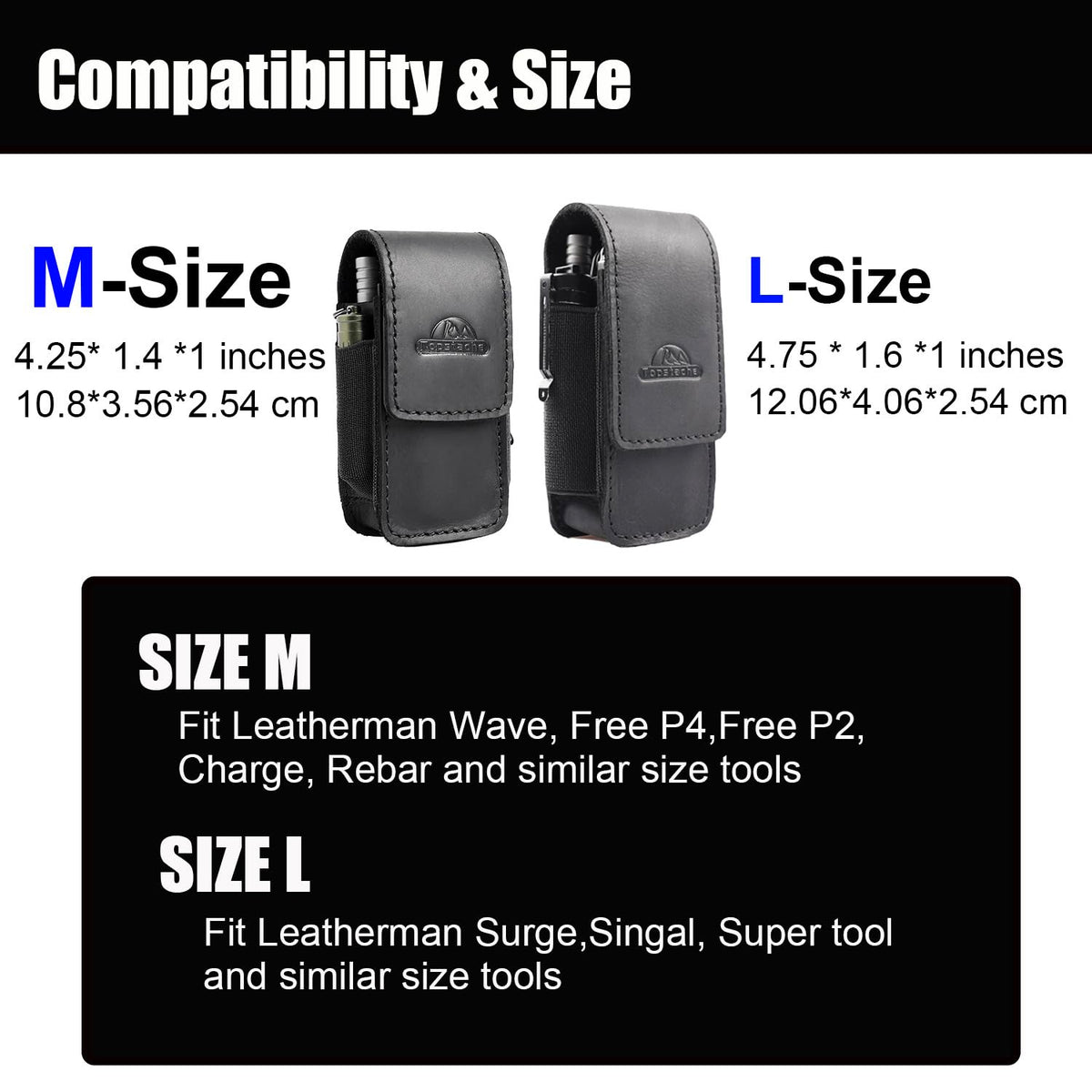Leather Multitool Sheath with Belt Clip and Magnetic Closure E5345